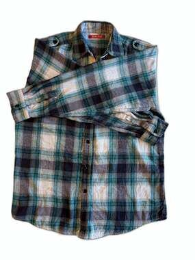Montage Plaid Flannel Shirt Teal Green Cream